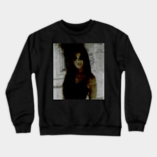 Portrait, digital collage and special processing. Somewhat scary, but pleasant girl. Dark side. Gray and green. Crewneck Sweatshirt